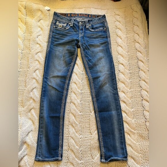 Rock Revival Dark Blue Felicia Skinny Jeans 28 - Picture 3 of 6